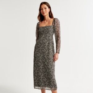 The A&F Emerson Chiffon Long-Sleeve Midi Dress